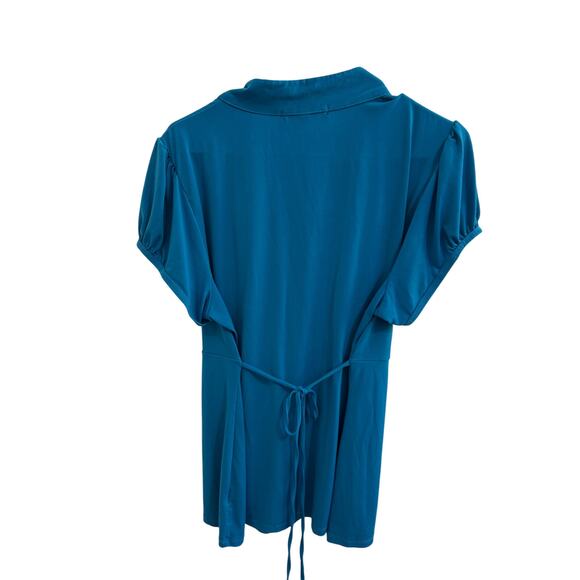 Heart & Soul Blue Ruffle Front Puff Sleeve Tunic Top 3X - Picture 3 of 8